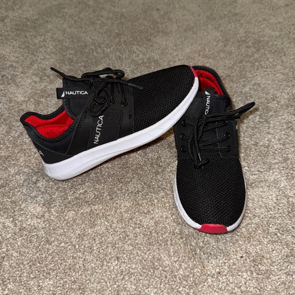 Nautica Kids Sneakers in Black with Red Highlights